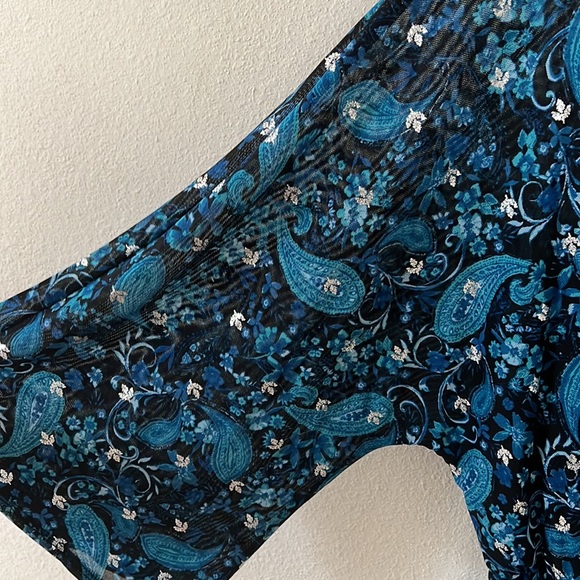 Harper 241 Blue Mid-Sleeve Dress Size Large Wedding Formal Paisley - Picture 4 of 15